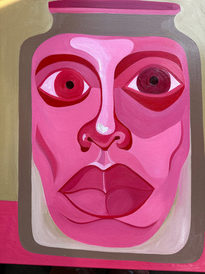 Pink Pickle Head  | Original Oil Painting | 2025