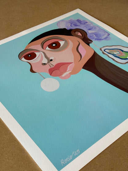 The Girl with Oyster Earring- Art Print