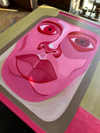 Pink Pickle Head  | Original Oil Painting | 2025