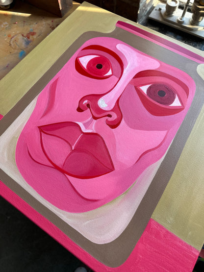 Pink Pickle Head  | Original Oil Painting | 2025