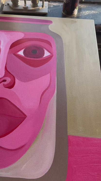 Pink Pickle Head  | Original Oil Painting | 2025